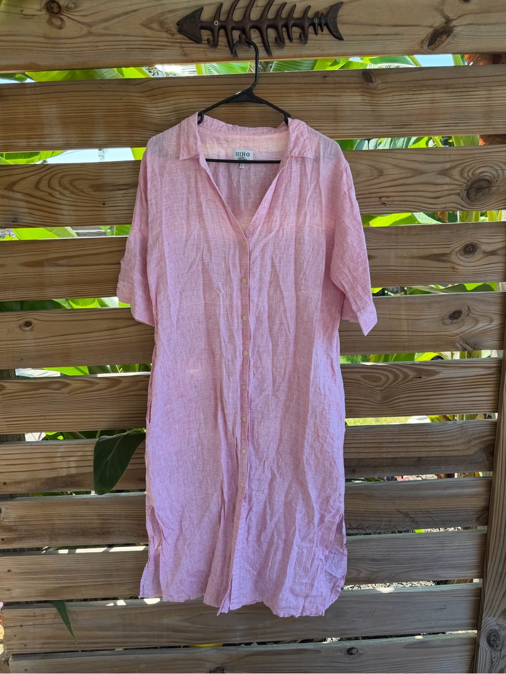 Hiho linen Lightweight Button-Front Swim Coverup